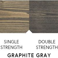 #image_title Two horizontal wood-textured swatches side by side; left lighter labeled 'Single Strength', right darker labeled 'Double Strength', with a notch at the bottom center and the words 'Graphite Gray' beneath.